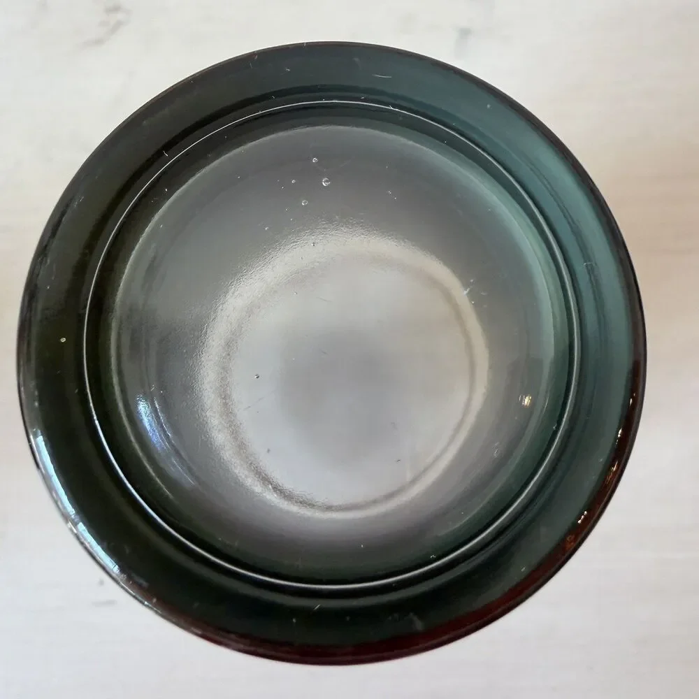 Set of 2 Vintage Jeanette Juice Glass Green Hellenic Jasperware Style Gold Rim